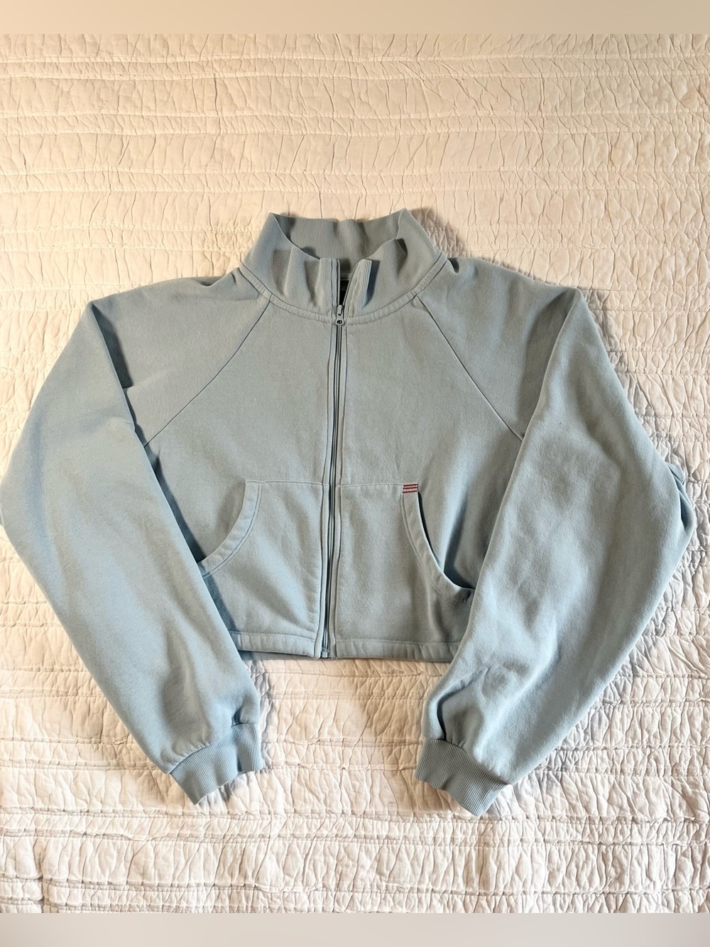 Urban Outfitters BDG Cropped Full Zip Sweatshirt Light Blue Medium